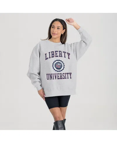 Gameday Couture Women's Steel Liberty Flames Oversized Good Vibes Premium Fleece Drop Shoulder Pullover Sweatshirt In Gray