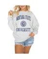 Gameday Couture Women's Steel West Virginia Mountaineers Good Vibes Premium Fleece Drop Shoulder Pullover Sweatshirt In Steel