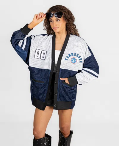 Gameday Couture Women's Tennessee Titans Mvp Era Oversized V-neck Button-down Cardigan In Navy