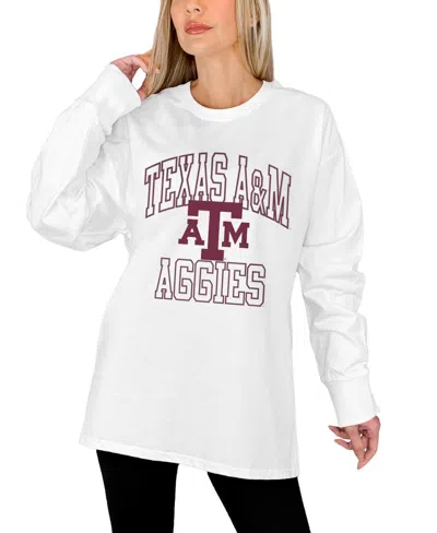 Gameday Couture Women's Texas A&m Aggies Mind Games Oversized Screen-print Long-sleeve T-shirt In White