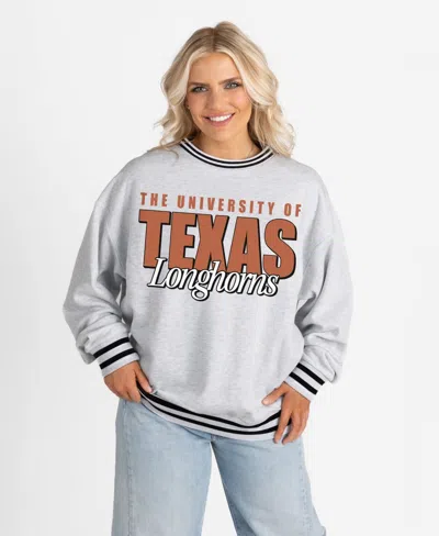 Gameday Couture Women's Texas Longhorns Showdown Oversized Ringer Stripe Sweatshirt In Gray