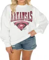 Gameday Couture Women's White West Virginia Mountaineers Good Vibes Premium Fleece Drop Shoulder Pullover Sweatshirt In White