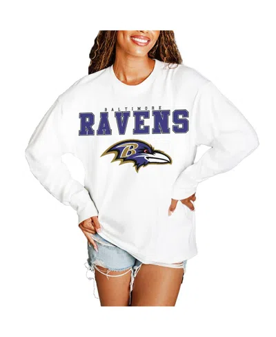 Gameday Couture Women's White Baltimore Ravens Big Goals Oversized Long Sleeve T-shirt
