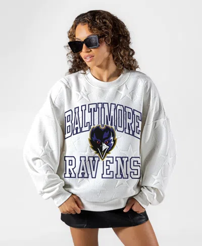 Gameday Couture Women's White Baltimore Ravens Big Play Energy Tonal Star Embossed Sweatshirt