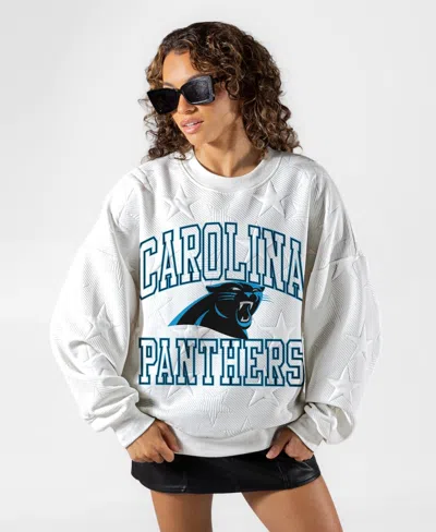 Gameday Couture Women's White Carolina Panthers Big Play Energy Tonal Star Embossed Sweatshirt
