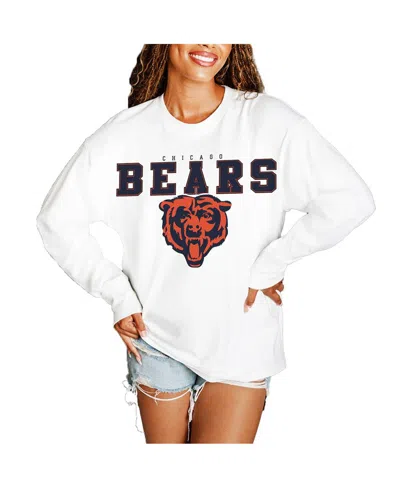 Gameday Couture Women's White Chicago Bears Big Goals Oversized Long Sleeve T-shirt