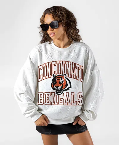 Gameday Couture Women's White Cincinnati Bengals Big Play Energy Tonal Star Embossed Sweatshirt
