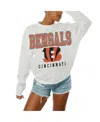 Gameday Couture Women's White Cincinnati Bengals Sunday Drives Oversized Crewneck Pullover Sweatshirt In White