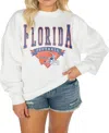 Gameday Couture Women's White West Virginia Mountaineers Good Vibes Premium Fleece Drop Shoulder Pullover Sweatshirt In White