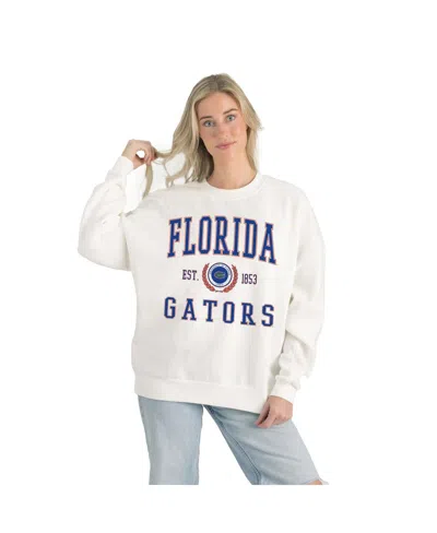 Gameday Couture Women's White Florida Gators Premium Fleece Drop Shoulder Oversized Pullover Sweatshirt