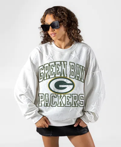 Gameday Couture Women's White Green Bay Packers Big Play Energy Tonal Star Embossed Sweatshirt