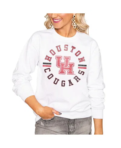 Gameday Couture Women's White Houston Cougars Oversized Vintage Days Perfect Crew Sweatshirt
