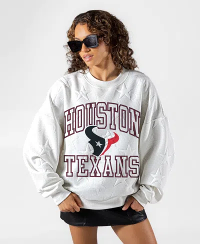 Gameday Couture Women's White Houston Texans Big Play Energy Tonal Star Embossed Sweatshirt