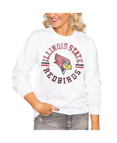 Gameday Couture Women's White Illinois State Redbirds Oversized Days Perfect Crew Sweatshirt In Black