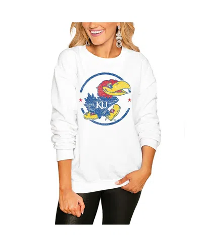 Gameday Couture Women's White Kansas Jayhawks End Zone Oversized Sweatshirt