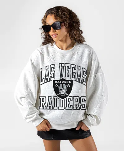 Gameday Couture Women's White Las Vegas Raiders Big Play Energy Tonal Star Embossed Sweatshirt