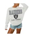 Gameday Couture Women's White Las Vegas Raiders Sunday Drives Oversized Crewneck Pullover Sweatshirt In Gray