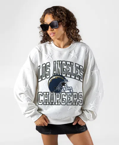 Gameday Couture Women's White Los Angeles Chargers Big Play Energy Tonal Star Embossed Sweatshirt