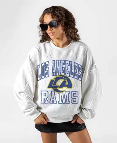 Gameday Couture Women's White Los Angeles Rams Big Play Energy Tonal Star Embossed Sweatshirt