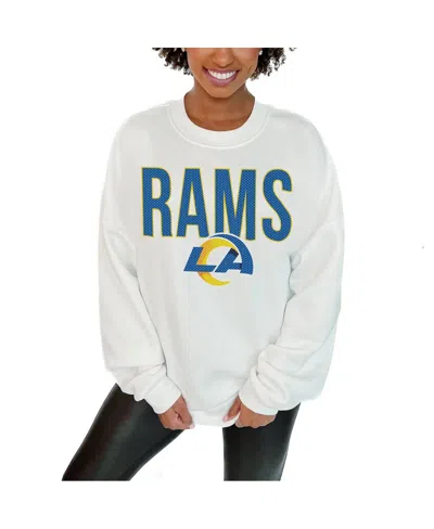 Gameday Couture Women's White Los Angeles Rams Just Go With It Oversized Long Sleeve Crewneck Sweatshirt In Multi