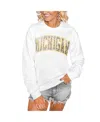 Gameday Couture Women's White Michigan Wolverines Distressed Snap Perfect Oversized Pullover Sweatshirt In White