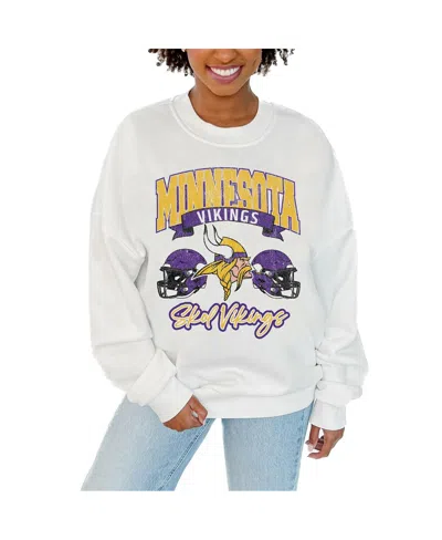 Gameday Couture Women's White Minnesota Vikings Passing Time Pullover Sweatshirt