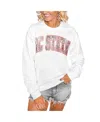 Gameday Couture Women's White Nc State Wolfpack Distressed Snap Perfect Oversized Pullover Sweatshirt In White