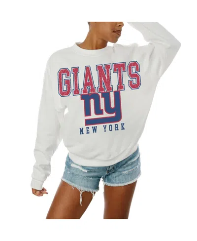 Gameday Couture Women's White New York Giants Sunday Drives Oversized Crewneck Pullover Sweatshirt
