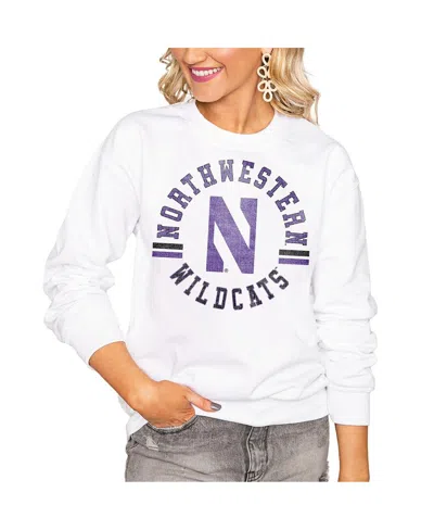 Gameday Couture Women's White Northwestern Wildcats Oversized Vintage Days Perfect Crew Sweatshirt