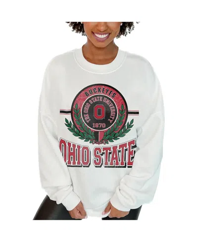 Gameday Couture Women's White Ohio State Buckeyes Hot Shot Fleece Pullover Sweatshirt