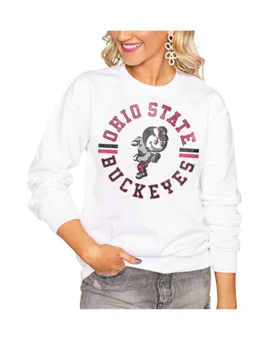 Gameday Couture Women's White Ohio State Buckeyes Oversized Vintage Days Perfect Crew Sweatshirt