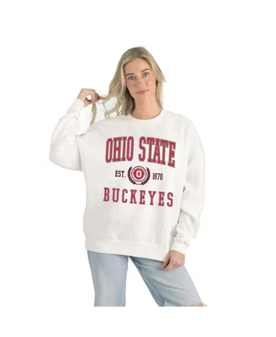 Gameday Couture Women's White Ohio State Buckeyes Premium Fleece Drop Shoulder Oversized Pullover Sweatshirt In Neutral