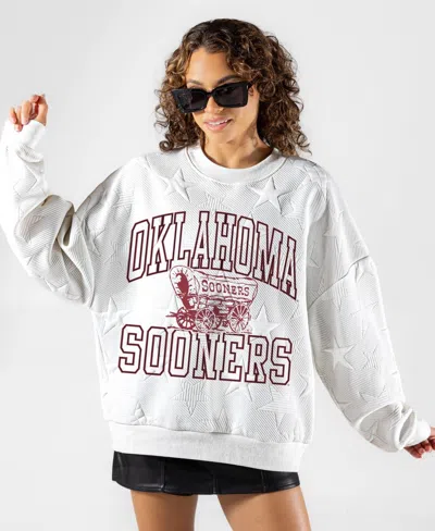 Gameday Couture Women's White Oklahoma Sooners Big Play Energy Tonal Star Embossed Sweatshirt