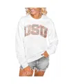 Gameday Couture Women's White Oregon State Beavers Distressed Snap Perfect Oversized Pullover Sweatshirt In White