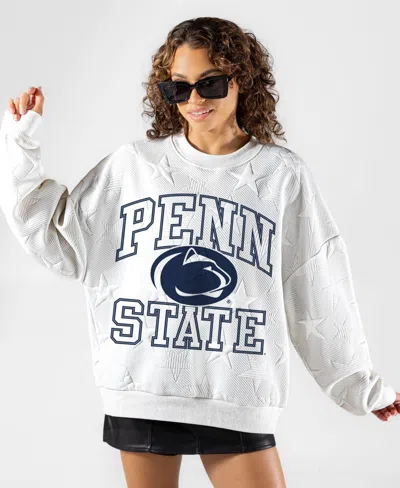 Gameday Couture Women's White Penn State Nittany Lions Big Play Energy Tonal Star Embossed Sweatshirt