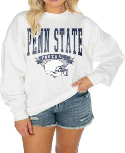 Gameday Couture Women's White Penn State Nittany Lions Good Vibes Premium Fleece Drop Shoulder Pullover Sweatshirt