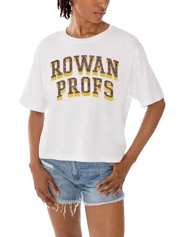 Gameday Couture Women's White Rowan Profs Claim To Fame Boxy Cropped T-shirt In Gray