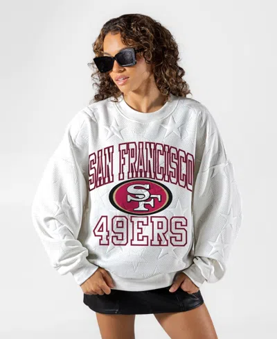 Gameday Couture Women's White San Francisco 49ers Big Play Energy Tonal Star Embossed Sweatshirt