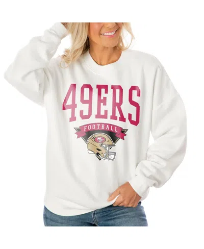 Gameday Couture Women's White San Francisco 49ers Oversized Yard Line Tri-blend Pullover Sweatshirt In Multi