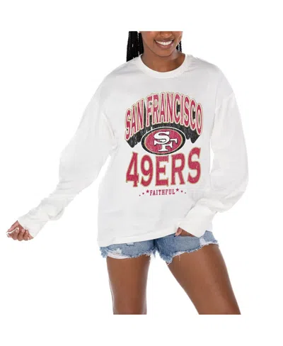 Gameday Couture Women's White San Francisco 49ers Time Out Oversized Long Sleeve T-shirt