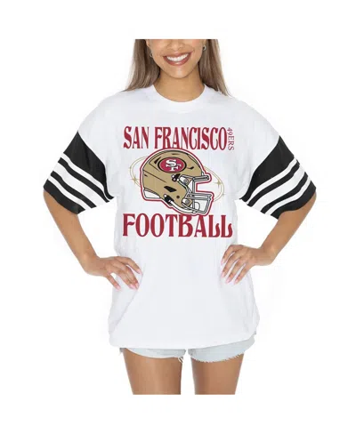 Gameday Couture Women's White Washington Commanders Vintage Look Contrast Mesh Striped Raglan T-shirt