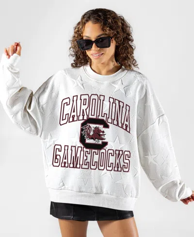 Gameday Couture Women's White South Carolina Gamecocks Big Play Energy Tonal Star Embossed Sweatshirt