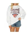 Gameday Couture Women's White West Virginia Mountaineers Good Vibes Premium Fleece Drop Shoulder Pullover Sweatshirt In White