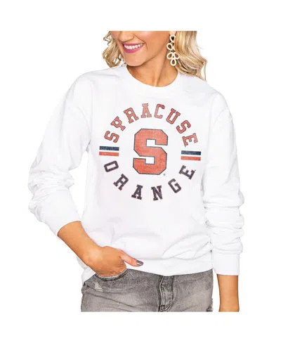 Gameday Couture Women's White Syracuse Orange Oversized Vintage Days Perfect Crew Sweatshirt