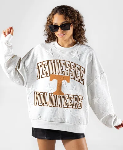 Gameday Couture Women's White Tennessee Volunteers Big Play Energy Tonal Star Embossed Sweatshirt In Red