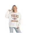 Gameday Couture Women's White Texas Longhorns Premium Fleece Drop Shoulder Oversized Pullover Sweatshirt In White