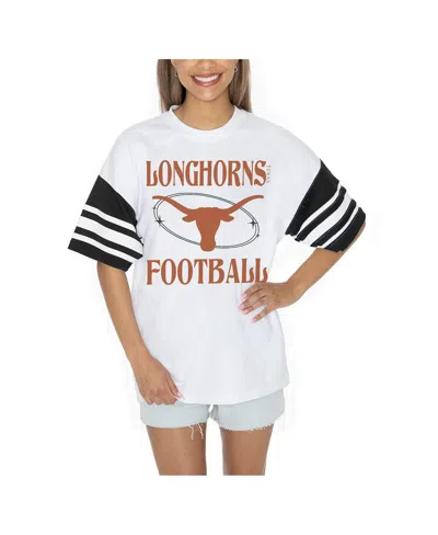 Gameday Couture Women's White Texas Longhorns Starting Lineup Contrast Sporty Heritage Oversized T-shirt
