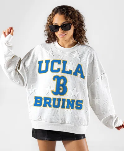 Gameday Couture Women's White Ucla Bruins Big Play Energy Tonal Star Embossed Sweatshirt
