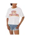 Gameday Couture Women's White Usc Trojans Claim To Fame Boxy Cropped T-shirt In White