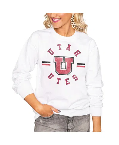 Gameday Couture Women's White Utah Utes Oversized Vintage Days Perfect Crew Sweatshirt